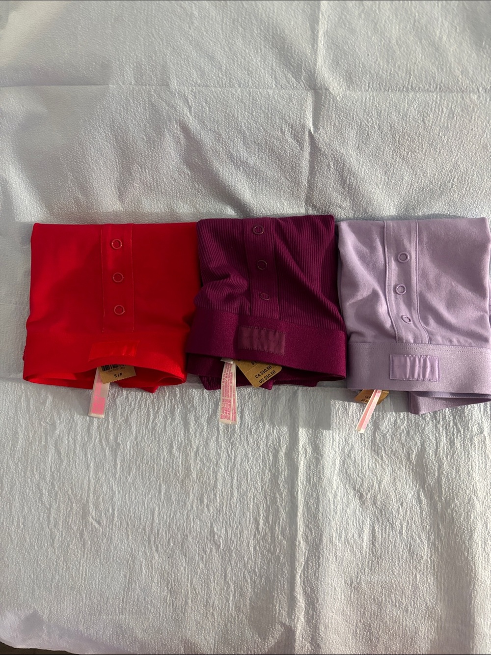 Button-Front Ribbed Shortie -Red, Purple, Lilac - Picture 4 of 4